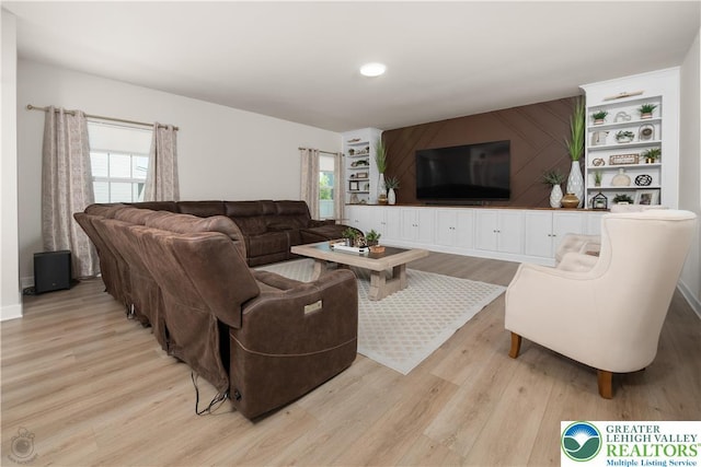 living room featuring light wood finished floors