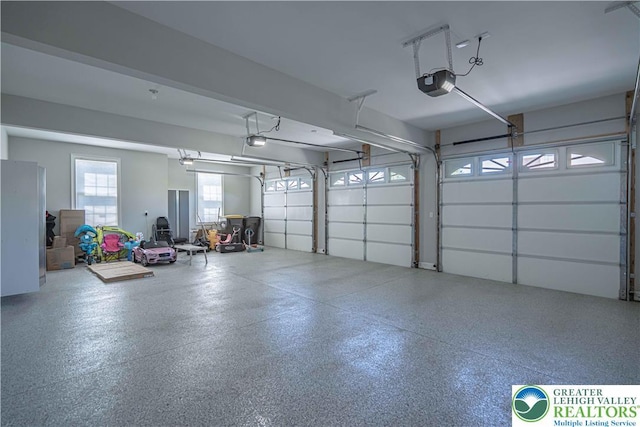 garage with a garage door opener