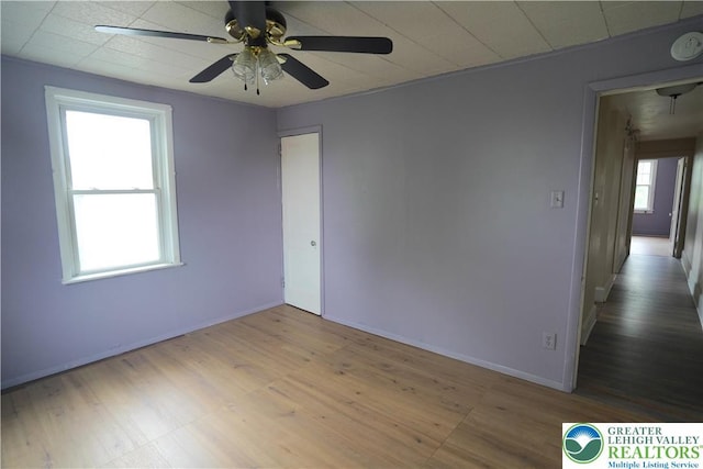 330 18th St, Allentown City, PA 18104 - spare room with ceiling fan, baseboards, a smoke detector, and wood finished floors