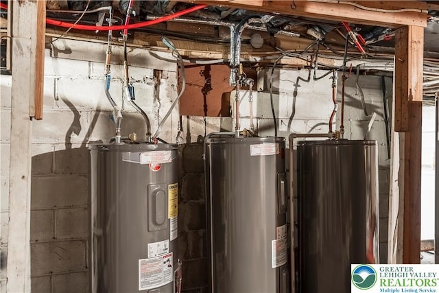utilities with electric water heater and gas water heater