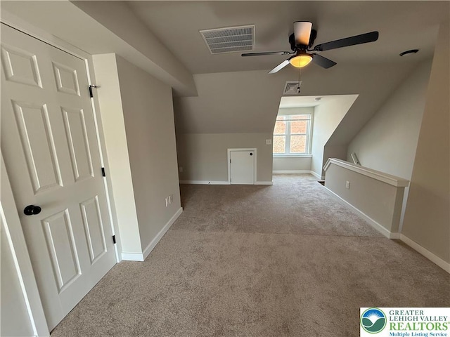 1107 Lehigh St, Easton, PA 18042 - additional living space featuring carpet floors, ceiling fan, baseboards, and lofted ceiling