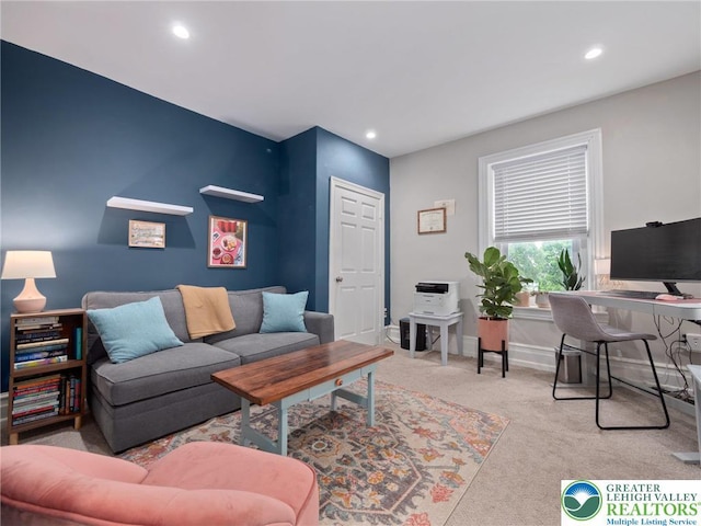 1942 Schadt Ave, Whitehall Twp, PA 18052 - carpeted living room featuring recessed lighting and a desk