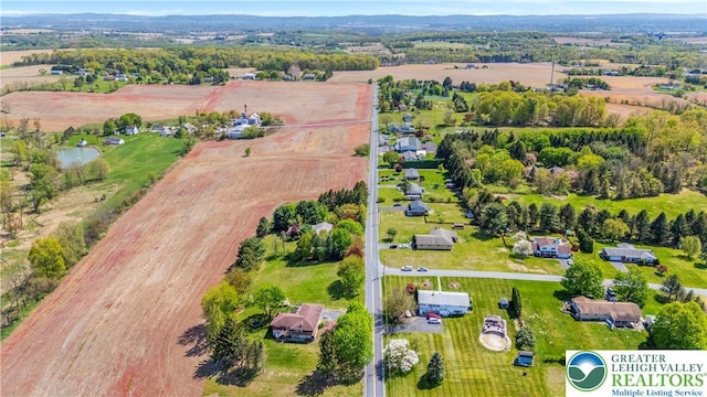 aerial view of property's location featuring rural landscape