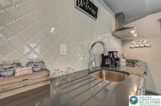 304 Ruger Ln, Coolbaugh Twp, PA 18466 - kitchen with wall chimney range hood and a sink
