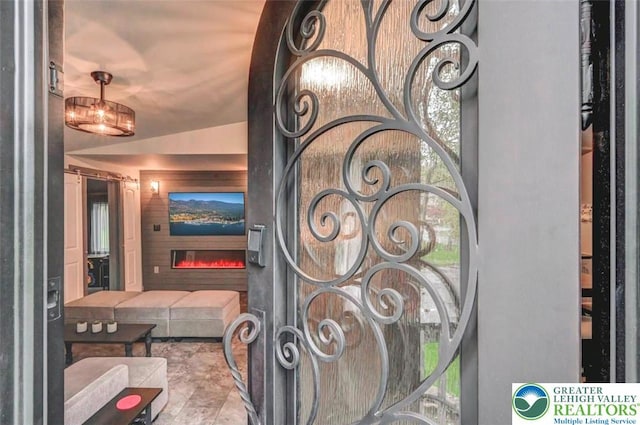 304 Ruger Ln, Coolbaugh Twp, PA 18466 - detailed view of a lit fireplace