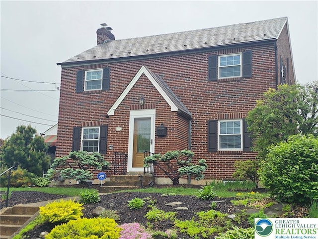 1434 Jennings St, Bethlehem City, PA 18017 - view of front of home with brick siding and a chimney
