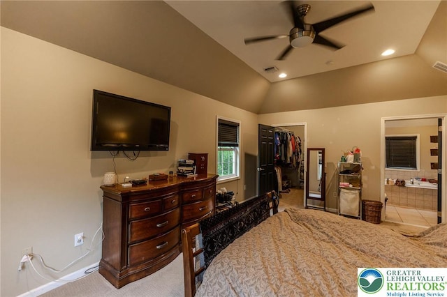 803 Birch Ave, Pen Argyl Borough, PA 18072 - bedroom featuring lofted ceiling, a spacious closet, baseboards, a closet, and connected bathroom