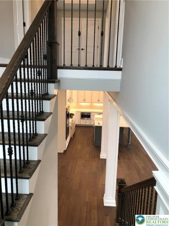 4129 Meadow View Dr, Lower Nazareth Twp, PA 18020 - staircase featuring wood finished floors