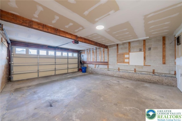 garage with a garage door opener