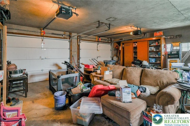 garage with a garage door opener