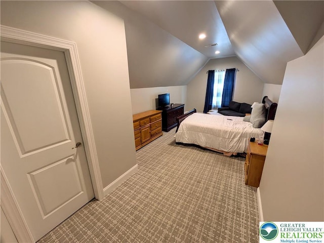 130 Corktree Rd, Polk Twp, PA 18058 - bedroom featuring carpet, vaulted ceiling, and baseboards