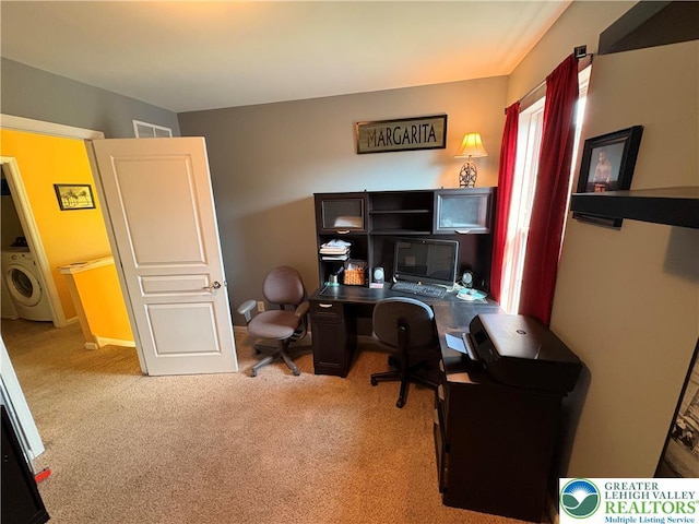 1557 Bridgeton Rd, Upper Macungie Twp, PA 18031 - home office with washer / clothes dryer and carpet flooring
