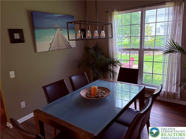 1557 Bridgeton Rd, Upper Macungie Twp, PA 18031 - dining area featuring baseboards, wood finished floors, and plenty of natural light