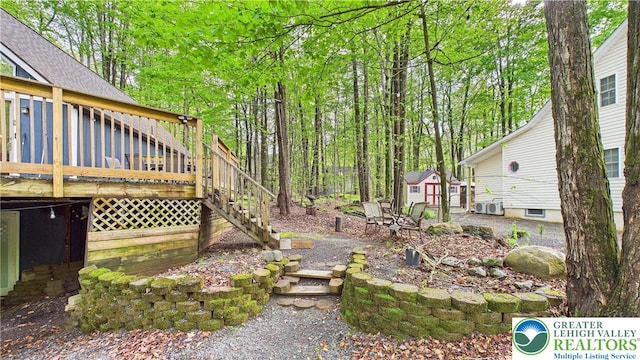 112 Moshannon Dr, Coolbaugh Twp, PA 18347 - view of yard with a wooden deck and stairs