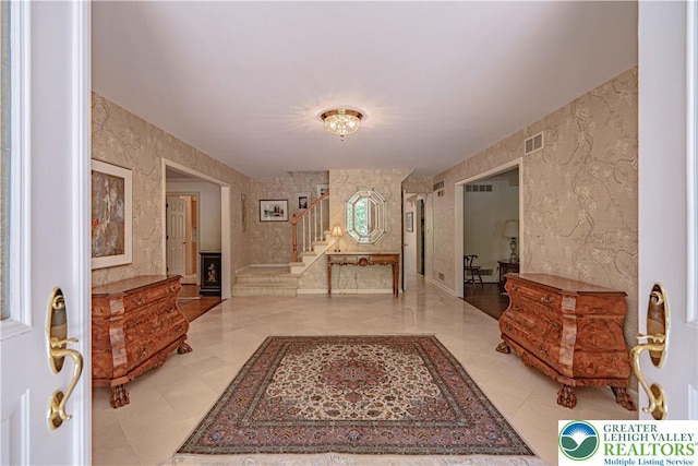 1845 Lehigh Pkwy N, Allentown City, PA 18103 - hall with wallpapered walls and stairway