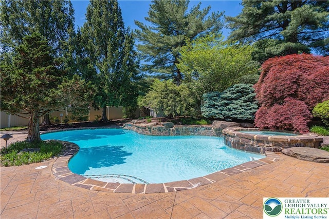 1845 Lehigh Pkwy N, Allentown City, PA 18103 - view of swimming pool with a fenced backyard, a patio area, and a pool with connected hot tub