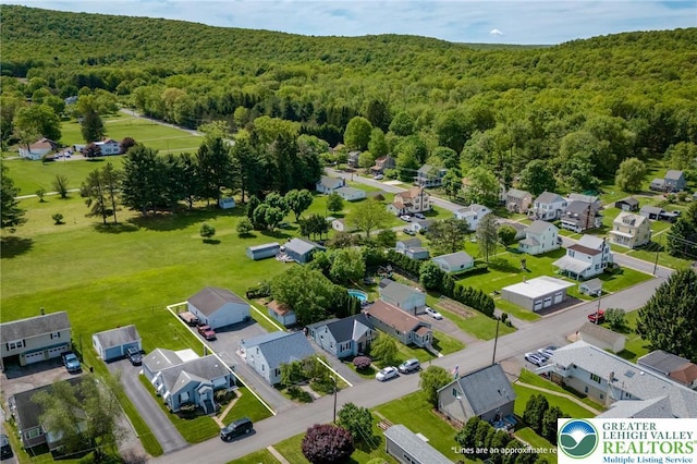 46 Jefferson St, Weatherly Borough, PA 18255 - aerial perspective of suburban area featuring a heavily wooded area