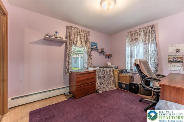46 Jefferson St, Weatherly Borough, PA 18255 - home office featuring baseboard heating and healthy amount of natural light