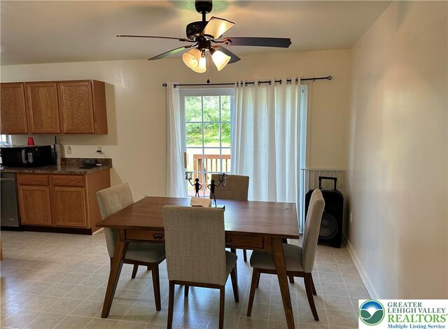 519 Lehigh Gap St, Walnutport Borough, PA 18088 - dining area featuring ceiling fan