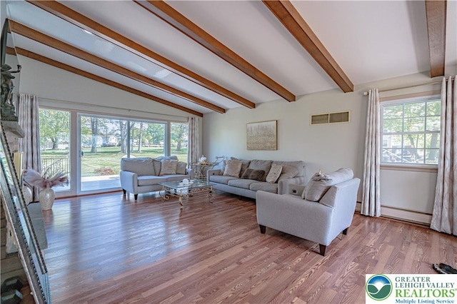 4205 Lehigh St, Whitehall Twp, PA 18052 - living area featuring a baseboard radiator and wood finished floors