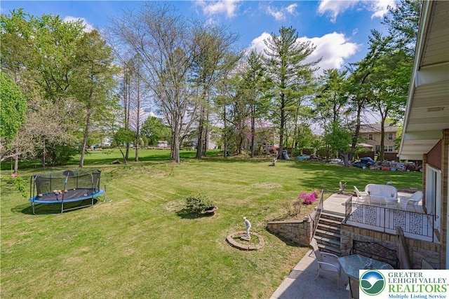 4205 Lehigh St, Whitehall Twp, PA 18052 - view of grassy yard with a trampoline