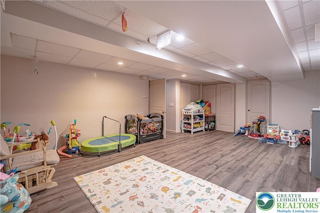 4205 Lehigh St, Whitehall Twp, PA 18052 - game room featuring a drop ceiling and wood finished floors