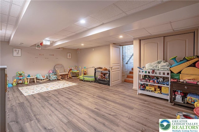 4205 Lehigh St, Whitehall Twp, PA 18052 - rec room featuring a paneled ceiling, wood finished floors, and recessed lighting