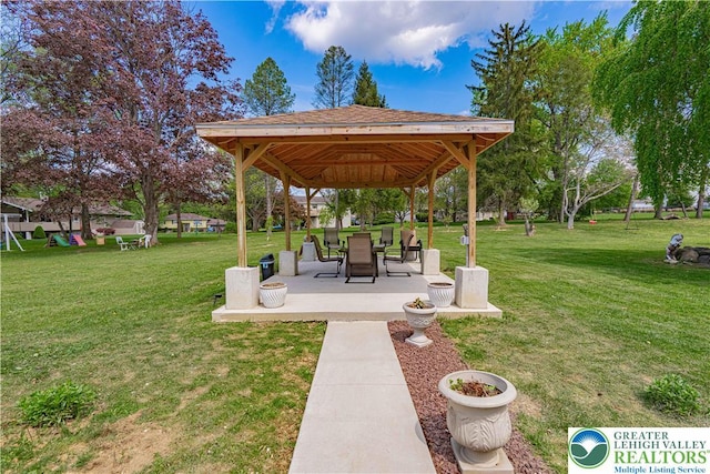 4205 Lehigh St, Whitehall Twp, PA 18052 - view of grassy yard featuring a gazebo and a patio