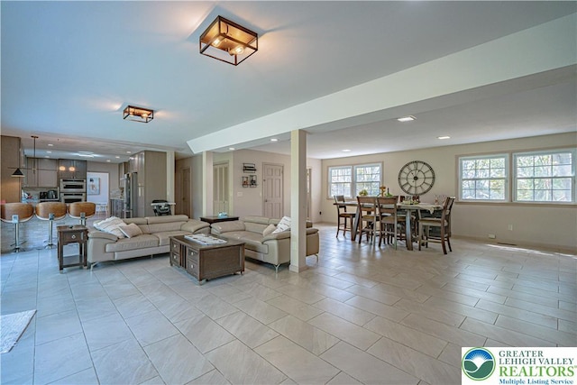 4205 Lehigh St, Whitehall Twp, PA 18052 - living area featuring recessed lighting and light tile patterned floors
