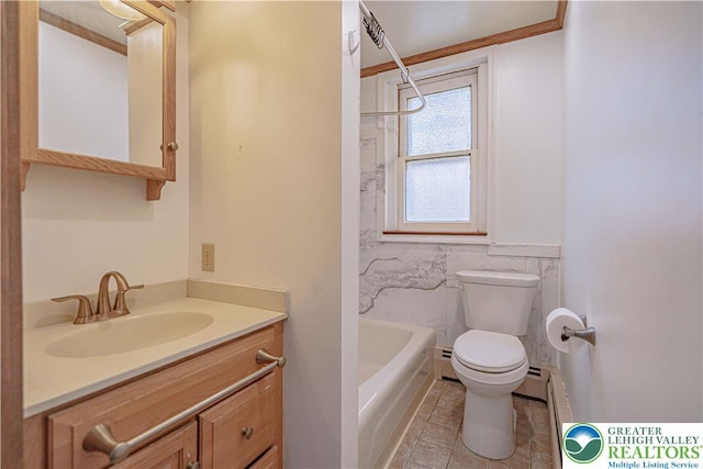 851 N Hoffert St, Fountain Hill Boro, PA 18015 - bathroom with toilet, tile patterned flooring, vanity, and a wainscoted wall