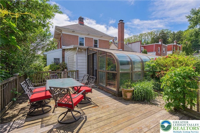 851 N Hoffert St, Fountain Hill Boro, PA 18015 - deck featuring a sunroom and outdoor dining space