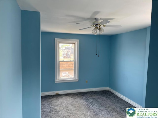 123 N Penn St, Allentown City, PA 18102 - spare room featuring carpet flooring, baseboards, and ceiling fan