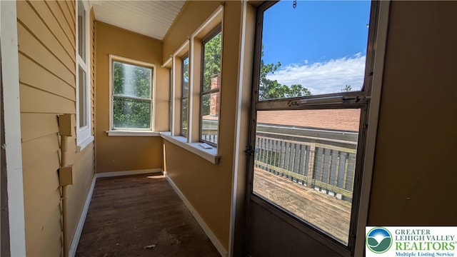 30 S Broad St, East Bangor Borough, PA 18013 - doorway to outside featuring baseboards and dark wood finished floors