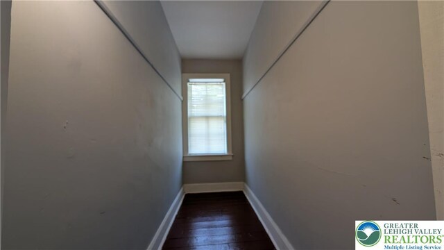 30 S Broad St, East Bangor Borough, PA 18013 - hallway featuring dark wood-type flooring and baseboards