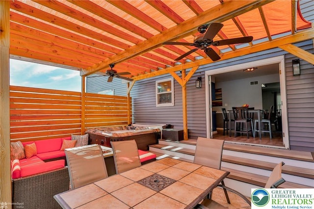 3940 Dewalt St, Bethlehem Twp, PA 18020 - view of patio featuring ceiling fan, outdoor dining space, and an outdoor living space