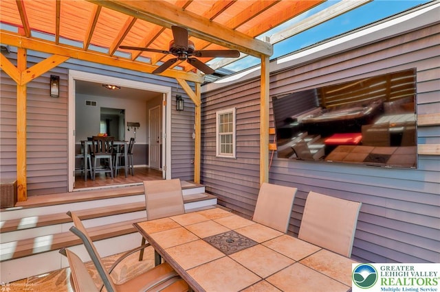 3940 Dewalt St, Bethlehem Twp, PA 18020 - view of patio with outdoor dining area and a ceiling fan