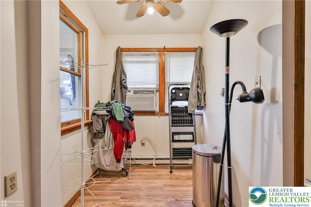 4 Front St, Glendon Borough, PA 18042 - interior space with light wood-type flooring, ceiling fan, and cooling unit