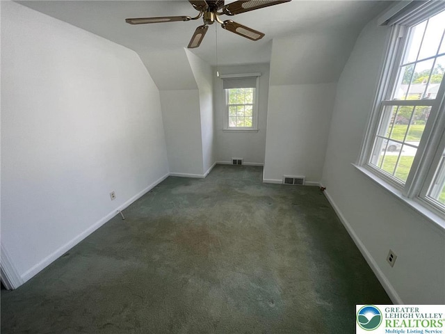 1123 Cumberland Rd, Abington, PA 19001 - additional living space with lofted ceiling, carpet floors, ceiling fan, and baseboards