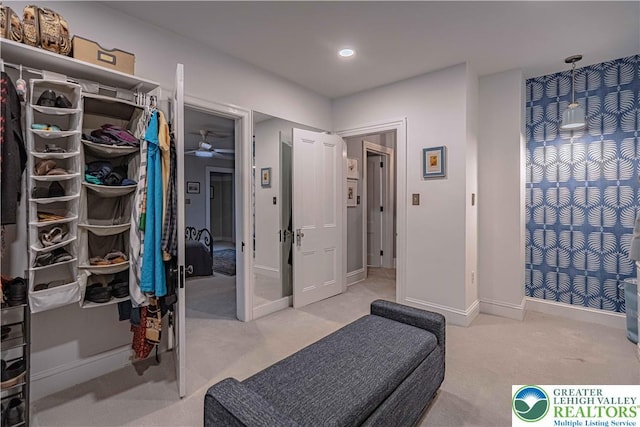 306 W Paxinosa Rd, Forks Twp, PA 18040 - bathroom featuring a ceiling fan, recessed lighting, and baseboards