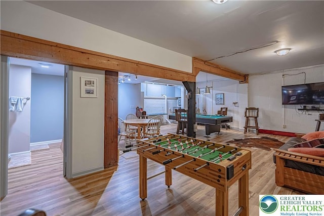 306 W Paxinosa Rd, Forks Twp, PA 18040 - game room with light wood-type flooring, baseboards, and pool table