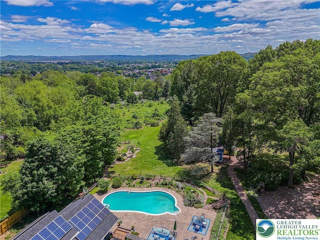 306 W Paxinosa Rd, Forks Twp, PA 18040 - bird's eye view of a pool and a heavily wooded area