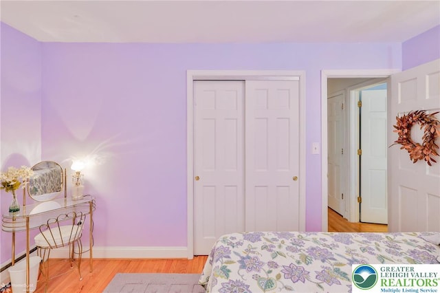 113 S Fairview St, Macungie Borough, PA 18062 - bedroom with light wood finished floors, a closet, and baseboards