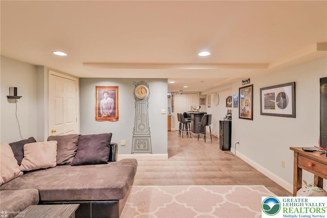 113 S Fairview St, Macungie Borough, PA 18062 - living room with baseboards, recessed lighting, and light tile patterned floors