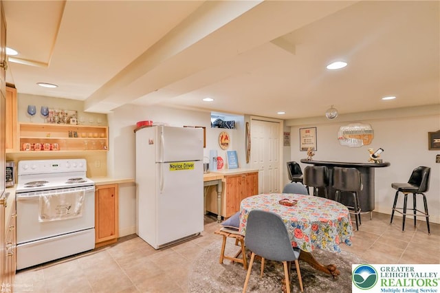 113 S Fairview St, Macungie Borough, PA 18062 - kitchen featuring white appliances, recessed lighting, light tile patterned floors, and light countertops