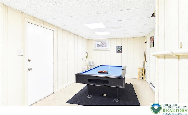 177 Dogwood Ter, Tunkhannock Township, PA 18210 - game room with billiards table, a drop ceiling, and a baseboard radiator