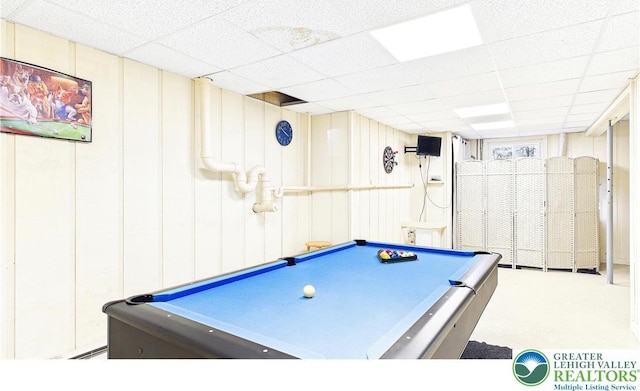 177 Dogwood Ter, Tunkhannock Township, PA 18210 - recreation room featuring a drop ceiling, billiards table, and a decorative wall