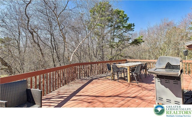177 Dogwood Ter, Tunkhannock Township, PA 18210 - wooden terrace featuring outdoor dining space and area for grilling