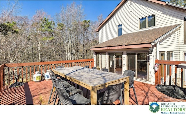 177 Dogwood Ter, Tunkhannock Township, PA 18210 - wooden deck with outdoor dining area