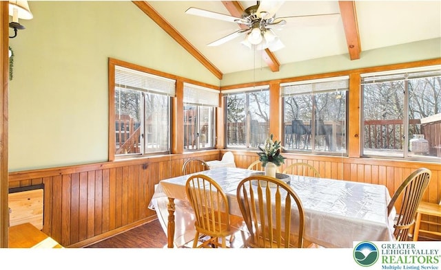 177 Dogwood Ter, Tunkhannock Township, PA 18210 - sunroom featuring wooden walls, wood finished floors, and a wainscoted wall