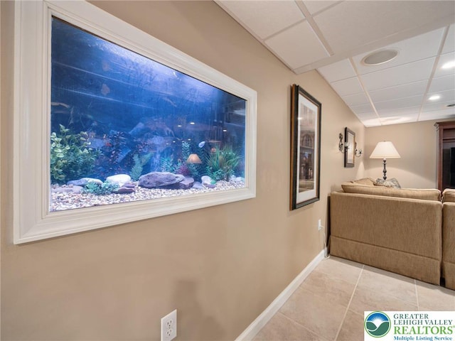 3840 E View Dr, North Whitehall Twp, PA 18069 - hallway with baseboards, light tile patterned floors, and recessed lighting